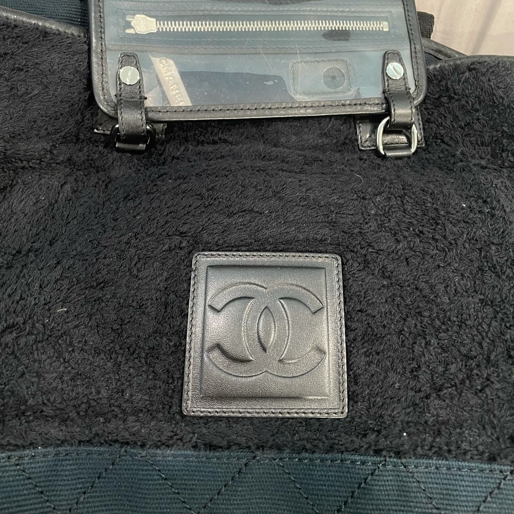 Chanel Vintage Navy Tweed and Cotton Tote Bag - Picture 3 of 10